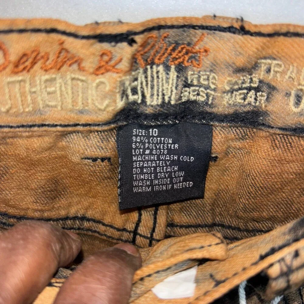 Denim  & Rivets Distressed New  Youth Brown Denim Size  S10